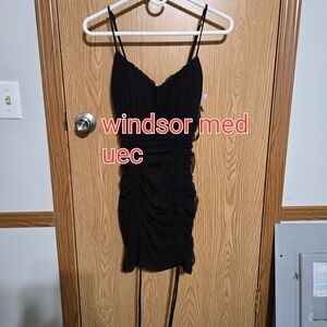 Windsor Black Ruched Mini Dress
